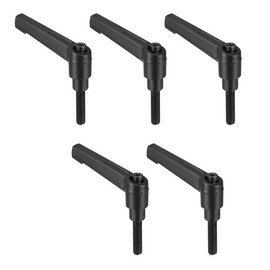 TA-VIGOR 5Pcs Adjustable Clamping Lever Handles, M6 x 25mm Locking Quick Release Push Button Ratchet Screw Knobs, Aluminum Alloy Male Thread Stud Bolts Handle for Machinery & Equipment