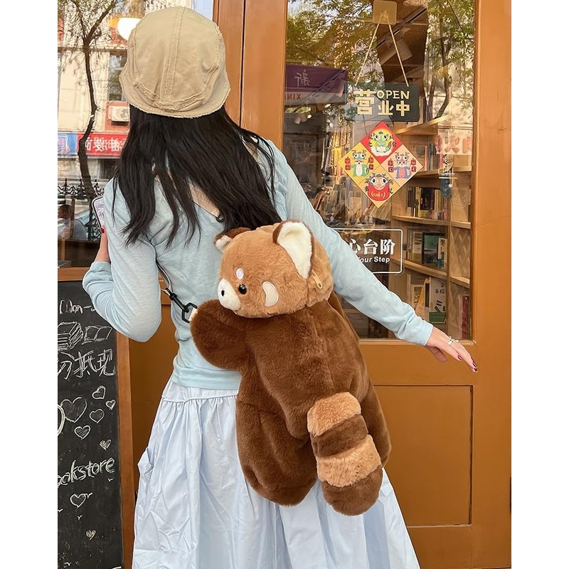 AWXZOM red panda bag Red Panda Plush Backpack cute Animal