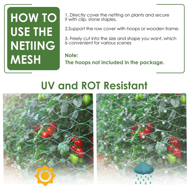 13X130FTRuolan Bird Netting for Garden Protect Vegetable Plants and Fruit