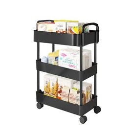 3 or 4 or 5 Tier Rolling Utility Cart with Handle - Multi-Functional Storage Trolley for Office, Living Room, Kitchen - Movable Organizer on Wheels (White)