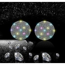 SOLASTA 2pcs Bling Car Cup Holder Coaster, 2.75 inch Anti-Slip Shockproof Universal Fashion Car Coasters Insert Bling Crystal Rhinestone Automotive Interior Accessories (2 pcs, Rainbow)