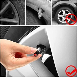 HASTHIP® Tapones de válvula para neumáticos de Coche 4PCS,Tapones vástago aleación Carbono,Resistentes a la corrosión Tapas universales Aire para Rued