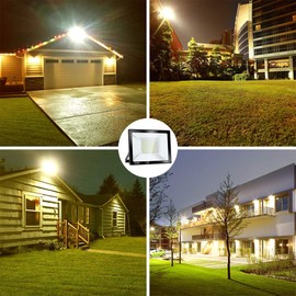 SOLLA 2 Pack 100W LED Flood Light Outdoor, 8000LM Super Bright Security Lights, 550W Equivalent, IP66 Waterproof, 3000K Warm White, Outside Floodlight for Garage, Garden, Lawn and Yard