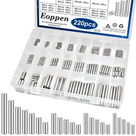 Eoppen 220Pcs 304 Stainless Steel Dowel Pin - 22 Sizes M2 M3 M4 M5 Cylindrical Shelf Support Pin Fasten Elements Assortment Kit