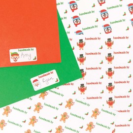 Baker Ross FC185 Christmas Handmade By Stickers - Pack of 400, Kids Stickers, Ideal for Children's Arts and Crafts Projects, Great for Card Making and Scrapbooking