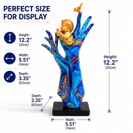 Shlinnuo Mother and Baby Statue, New Mom Gift, for New Parents, Blue Gold Nursery Shelf Decor, Mother’s Day Figurine for Home, 12.2 Inch