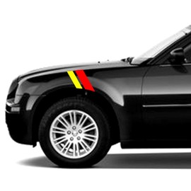 2 and 3 Inch Fender Hash Mark Bars Racing Stripes Vinyl Decals, Fits Chrysler 300 and Most Cars, Driver Side, Red and Yellow