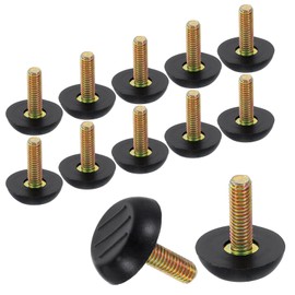 sourcing map 12Pcs M6 Thread Furniture Feet Levelers, 23x19mm Adjustable Leveling Table Feet, Screw on Furniture Glide Leveling for Chair Stool Legs, Black