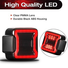 EOMD Smoke Lens LED Tail Lights Compatible with 2018-2025 Jeep Wrangler JL, Tailights w/Running Light, Brake Turn Signal Lamp and Reverse Lamps Function, Pair