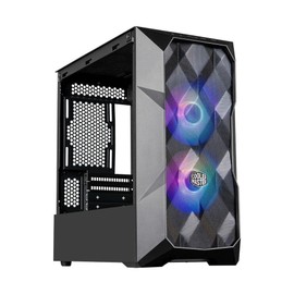 Cooler Master TD300 Mesh White Micro-ATX Tower with Polygonal Mesh Front ana Removable Top Panel, ARGB/PWM Hub Tempered Glass, Dual Sickleflow PWM ARGB Lighting Fans