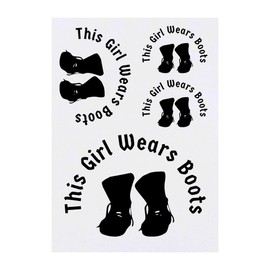 4 x 'Girl Biker Boots' Temporary Tattoos - Water Resistant, Skin-Safe, Non-Toxic Transfers, Mixed Sizes (TO00083588)