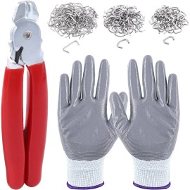 Rustark Hog Ring Pliers Set With 240 Galvanized Hog Rings For Upholstery Fencing
