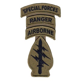 Special Forces OCP Patch with Airborne, Ranger, and Special Forces Tabs (with Space) and Hook Fastener