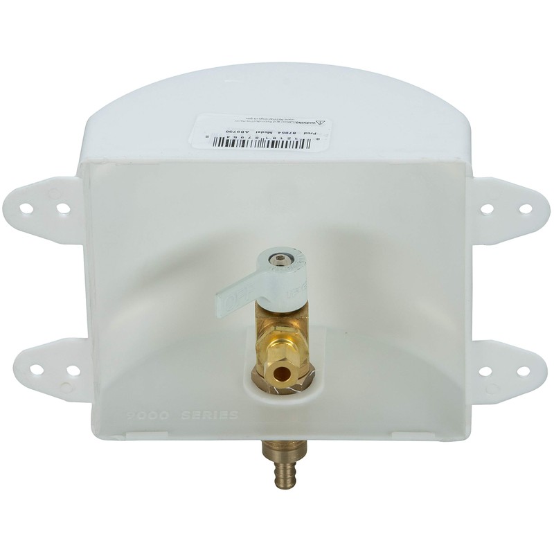 Water-Tite 87954 Square Ice Maker Outlet Box - Quarter-Turn Brass