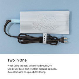 VODANA Silicone Pad Pouch 240, Heat Resistant Hair Styling Tools Storage, Travel Portable Bag for Flat Curling Straightening Iron, Straightener, Curler, and Wand/Creamy Blue