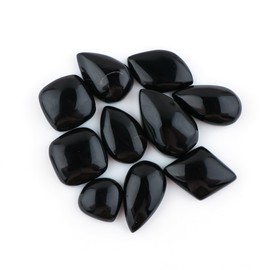 CRYSTALINES 10pcs Natural Black Onyx Gemstone, Wholesale Cabochon Supply, High Grade Stone, DIY Jewelry Making, Healing Wicca & Reiki Crystals, Wire Wrapping, Gem Collection