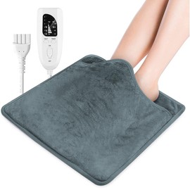 CLIUNT Electric Foot Warmer Heating Pad, Foot Warmer Electric, Electric Heated Foot Warmer, with 6 Temperature Levels and 4 Timing Shutdown Functions, Washable, 50 W (Dark Grey)