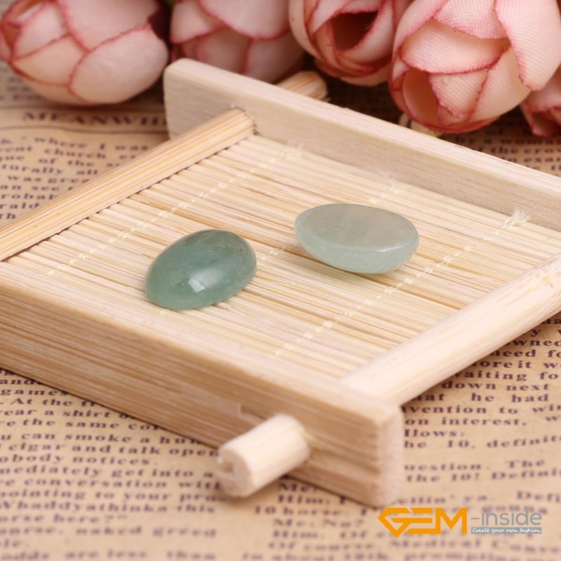 GEM-Inside Aventurine Gemstone Cabochon for Jewelry Crystal Flat Back Oval