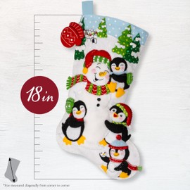 Bucilla, Snowy Snuggles, Felt Applique 18" Stocking Making Kit, Perfect for Holiday DIY Arts and Crafts, 89707E