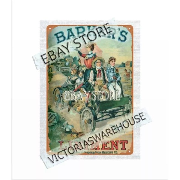 Unbranded 1900 Baker's Liniment farm cart horse chicken metal tin