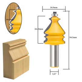 TAIWAIN 5PCS Woodworking Router Bit Set 1/2 Inch Shank, Architectural Picture Frame Door Cabinet Drawer Molding Router Bits Milling Cutter, Wood Miter Carbide CNC Cutting Tool (F-LE1)