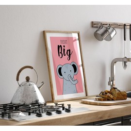 Lithobee - Nursery Dream Big - Printed Wall Art Design in Sizes A2, A3 & A4 Framed in a Stylish Quality Coloured Frame or Unframed (A3 Unframed)