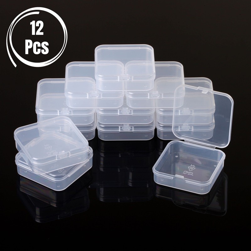 Mr. Pen- Small Plastic Containers, Clear, 12 pcs, Small Bead