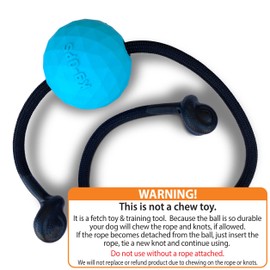 K9 Ops Dog Ball on a Rope Moki Tug Toy - Solid Rubber Fetch Training Reward - Large Dogs Durable Indestructible Chewers Pitbull Dobermann Rottweiler Shepherd (Lagoon Blue - Black Rope)