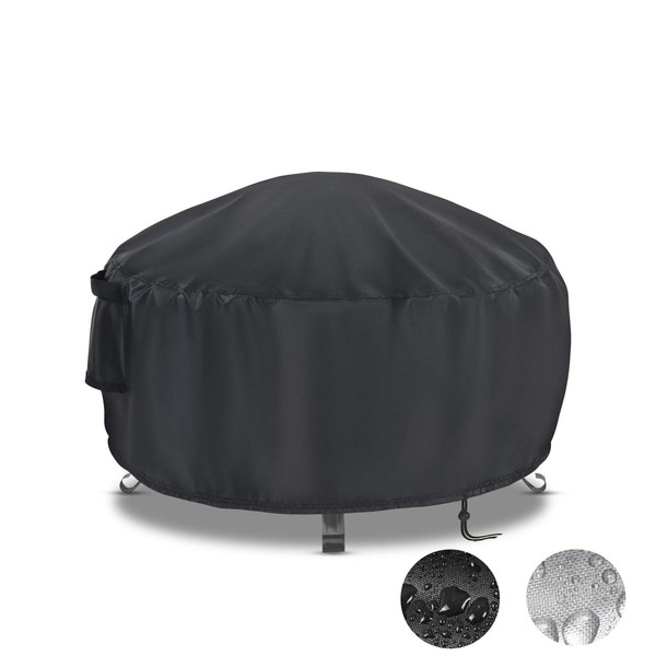 Onlyme Round Fire Pit Cover, 40 inch Waterproof Fire Bowl Cover for Patio Outdoor Firepit, Anti-UV, Windproof - Black (102x51cm/40x20inch)