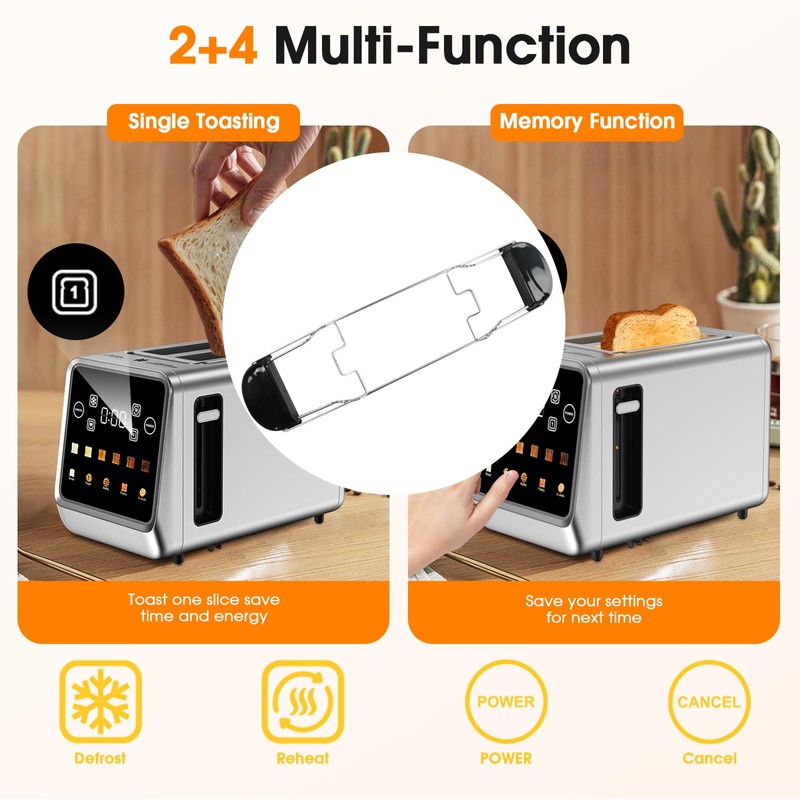 Toaster 2 Slice, TA1428 Toaster Warming Rack, Adapted to Touch