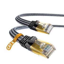 DanYee - Cable Ethernet Cat 8, 1.6 pies, nailon CAT8 de alta velocidad, chapado en oro, cable STP, CAT 8, RJ45, cable Ethernet de 3 pies, 10 pies, 15 pies, 26 pies, 66 pies, 100 pies (blanco 1 pie)