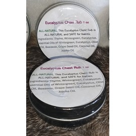 100% Pure Eucalyptus Chest Rub 1 oz  100% ALL-NATURAL NO Lanolin NO Petroleum!