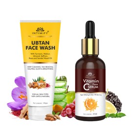 INTIMIFY Ayurvedic Ubtan Face Wash For Glowing Skin & Vitamin C Face Serum For Women & Men (Pack of 2)