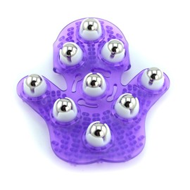 SAMYO Palm Shaped Massage Glove Body Massager with 9 360-degree-roller Metal Roller Ball Beauty Body Care (Purple)