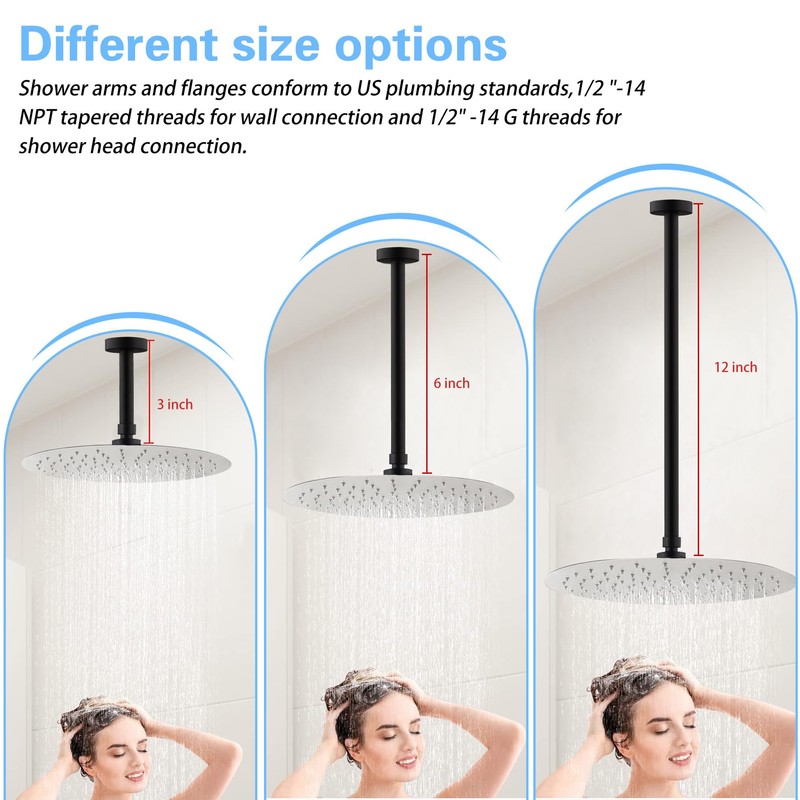 Ceiling Mount Shower Arm with Flange for Rain Shower Head,Stainless