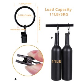 Consss 40 Pack Black Curtain Rings, Rustproof Metal Curtain Hooks Curtain Clips with Rings, 1.26" Interior Diameter Curtain Rings with Clips, Ring Clips for Curtains, Hats, Bows, Towels