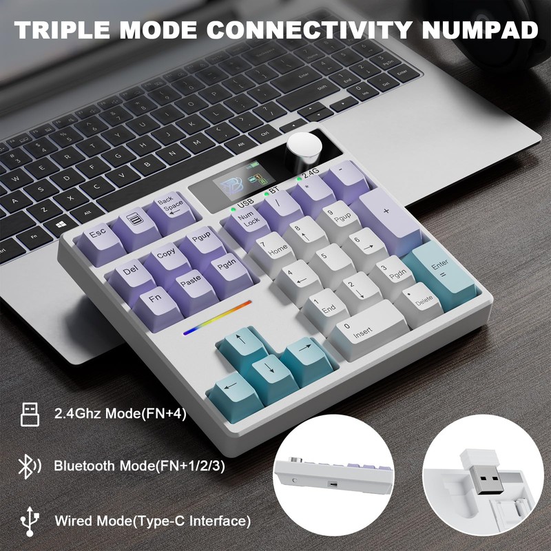 ZMX X BOYI TD31Pro Mechanical Number Pad,30 Keys Hot Swap