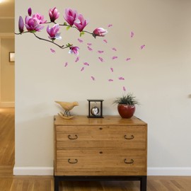 Huge Magnolia Flowers Mural Art Decal Wall Stickers- Removable and Repositionable - Living Room Deluxe Decal