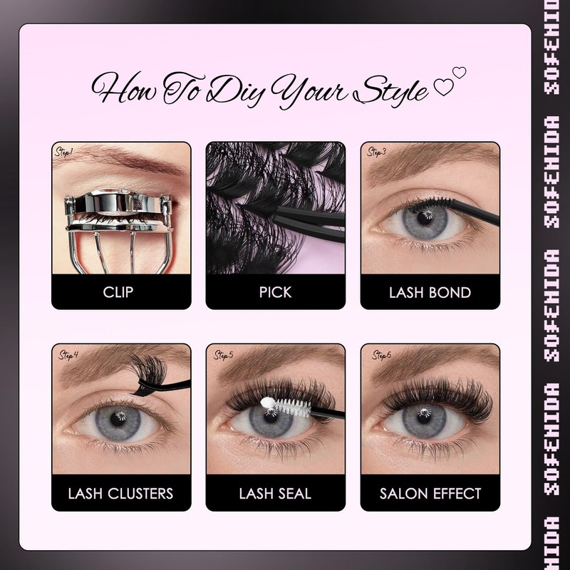 SOFENIDA Lash Clusters Kit 100D Thick Cluster Lashes 10-18mm Volume