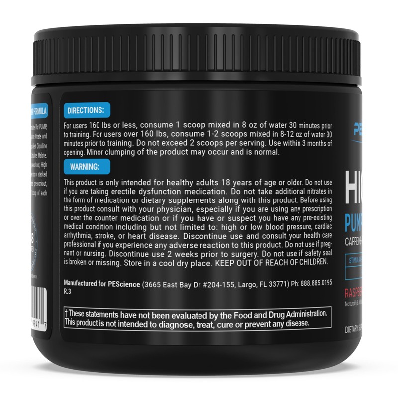 PEScience High Volume Stim-Free Pre Workout, Nitric Oxide Booster with
