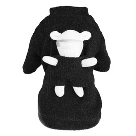 Dog Sweater Thickened Winter Apparel Knitting Wool Cute Bear Toy Shape Warm Clothing Black XL