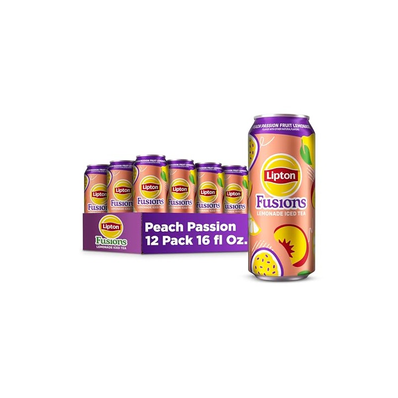 Lipton Fusions, Peach Passion Fruit Lemonade Iced Tea, 16 Fl