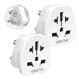 UK to India Plug Adapter, VINTAR 3 Pin India Travel Adapter, Type D Plug Adaptor for Indian, Sri Lanka, Maldives, Pakistan, Ghana, Nepal, Burma, Yemen, Zambia and More, 2 Packs