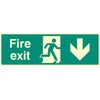 Sign, Fire Exit Down, Glow RP, Signs Personal Protection, Security