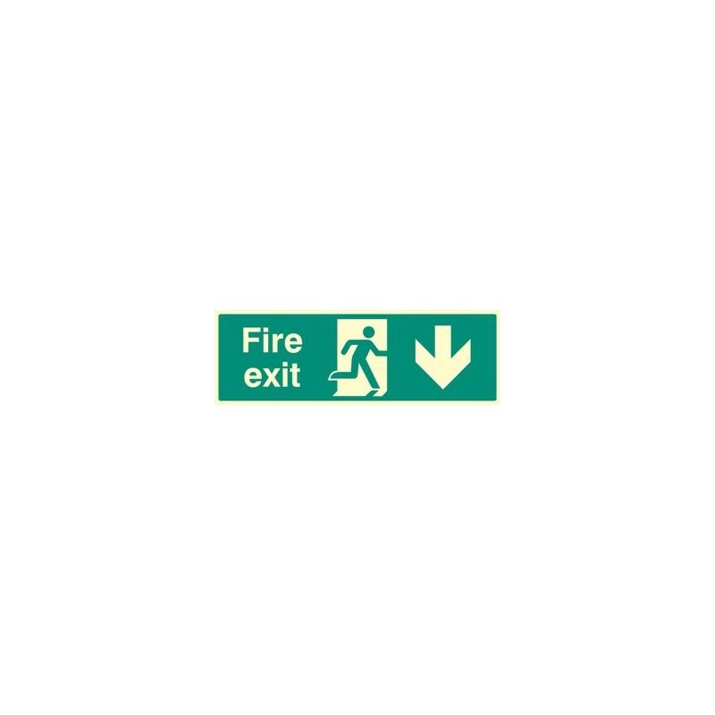 Sign, Fire Exit Down, Glow RP, Signs Personal Protection, Security