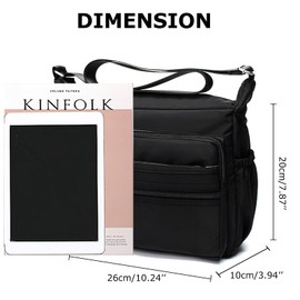 WITERY Crossboby Bags for Women - Waterproof Nylon Multi-Pocket Purse Shoulder Bag Zipper Handbag Messenger Bag with Adjustable Strap, Lightweight Ladies Medium Roomy Travel Purses Hobo Tote Bags