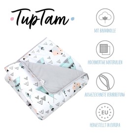 TupTam Baby Play Mat Children's Large Play Blanket Padded XXL Crawling Blanket 120 x 120 cm Baby Room Sleeping Rug, Colour: Grey/Fox Mint