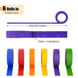 Anterat 6 Rolls Colored Masking Tape 393ft x 1 Inch Colorful Painters Craft Tape for Art Supplies DIY Decorative Labeling and Color-Coding
