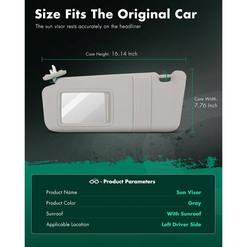 SCITOO Car Sun Visor Assbembly Left Driver Side Fit for