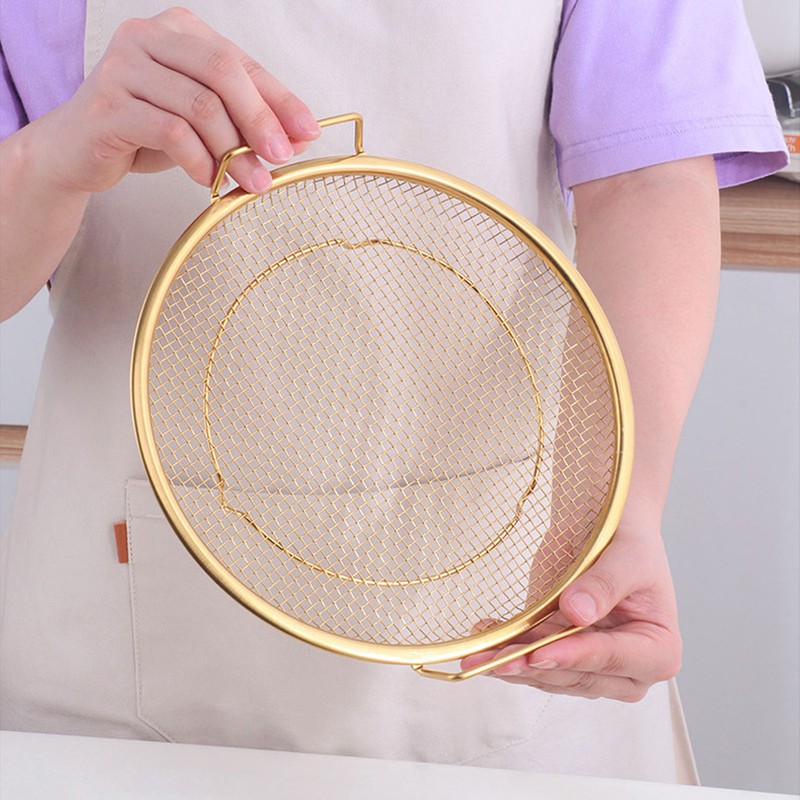 Stainless Steel Fruit Basket Double Handles Metal Mesh Drain Round